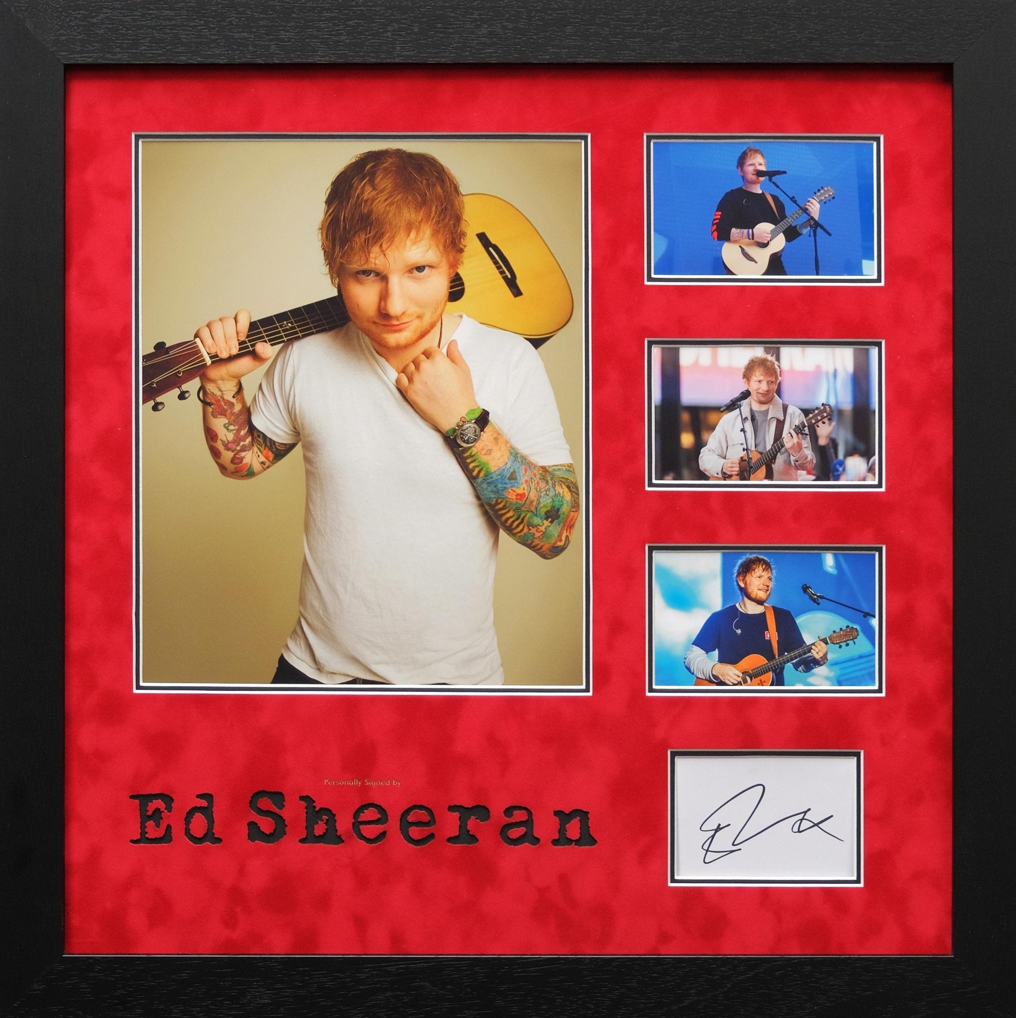 Ed Sheeran Signed White Card Framed Display - Memorabilia Framers Shop